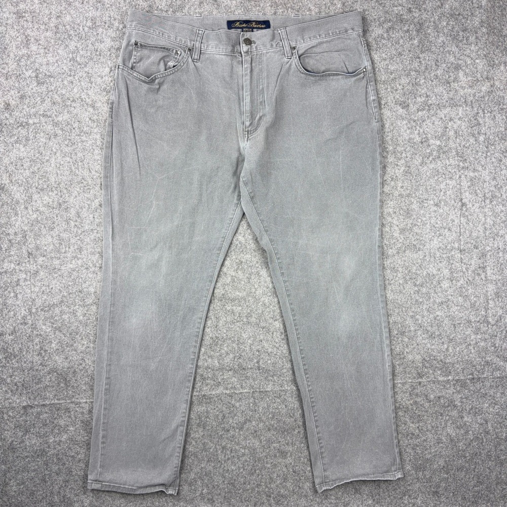 Brooks Brothers Jeans Mens 38x30 Gray Straight Stretch Olimpias Italian Denim